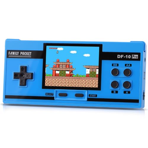 Handheld Game for Kids, 10 Preloaded Classic Retro Games, 3.0'' IPS Screen Portable Gaming Device, Rechargeable Video Game Player, Mini Arcade Travel Electronic Toy Gifts for Boys and Girls (Blue)