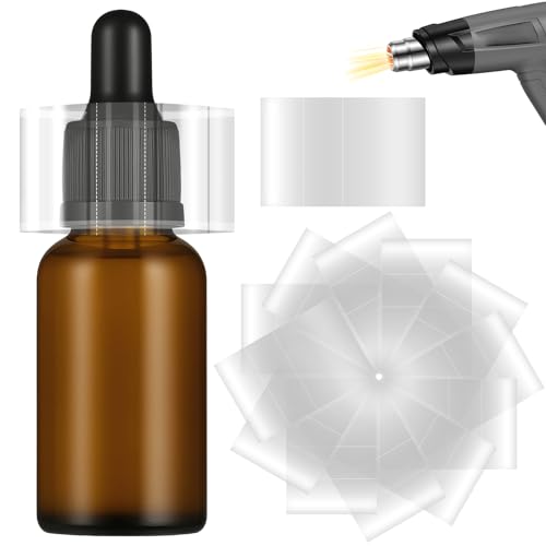 600Pcs Shrink Wrap Bands for Bottles Jars – 45x30mm Clear Heat Shrink Seals, Easy to Use with Hair Dryer or Heat Gun, Tamper Evident Bottle Seals for Essential Oil, Dropper, Test Tube Caps