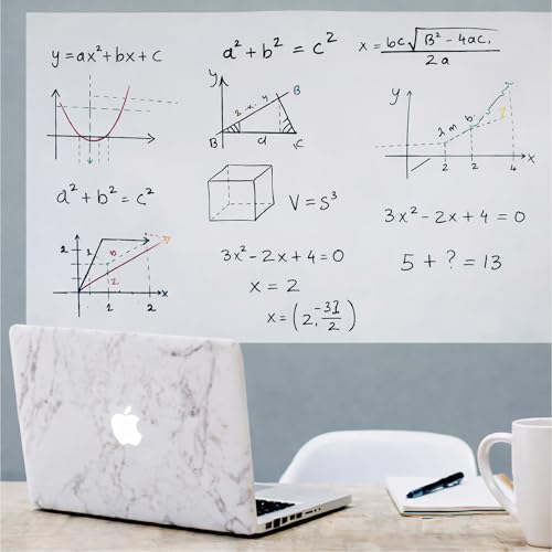 Image of YAJNAS 60x200 CM Whiteboard Sticker for Kids, Home, School & Office, Self-Adhesive Removable, Waterproof White Board Sticker Perfect for Writing & Drawing on Smooth Surfaces -2 x 6.5 Ft