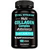 Vital Vitamins Multi Collagen Capsules - Type I, II, III, V, X - Grass-Fed, Collagen Peptides Supplements, Non-GMO - for Men & Women - 150 Count