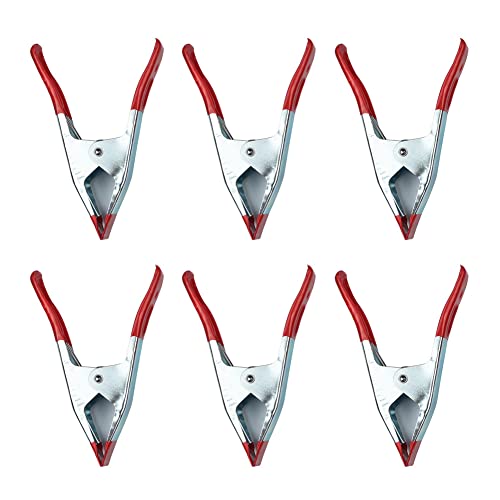 6 Pieces 4 Inch Metal Spring Clamps with Red Rubber