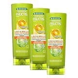 Garnier Fructis Acondicionador Liso y Brillo, 250 ml (Paquete de 3)