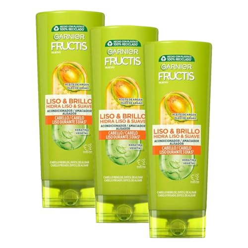 Garnier Fructis Acondicionador Liso y Brillo, 250 ml (Paquete de 3)