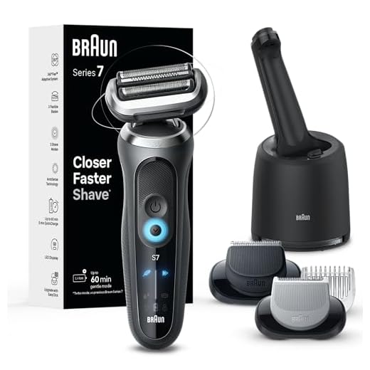 Braun Electric Shaver for Men, Series 7 7177cc, Wet & Dry Shave, Turbo & Gentle Shaving Modes, Waterproof Foil Shaver, Space Grey