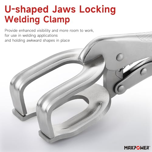 Image of MAXPOWER 10-inch Locking Pliers Welding Clamp, U-shaped Jaw Max Capacity Up to 3.54 inch, 2-Piece Locking Welding Clamps