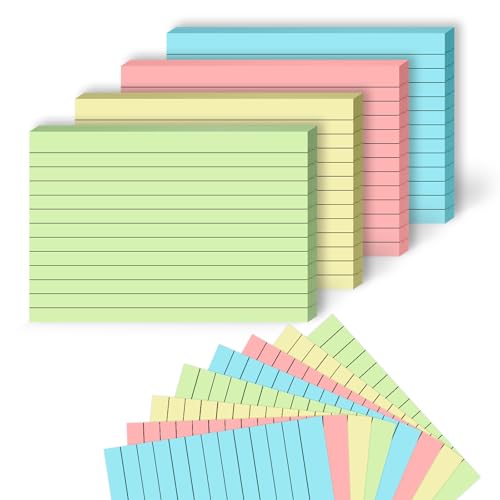 A6 Flash Cards 160Pcs Revision Cards Assorted Colours (148x105mm) Record Prompt Flashcards Index Card Coloured Ruled Notecards for Office Working School Learning