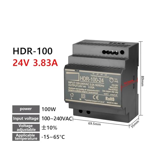 Alimentation LED 24V 100W transformateur AC DC boîtier compact HDR - 2