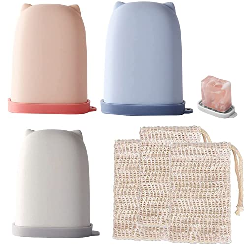 Maysunnya 3pcs Boîte à Savon de Voyage Ovale Couleur Bonbon avec Sac en Sisal Plastique Porte-Savon Couvercle Étui Étanche Scellé pour Salle Bains la Maison Extérieure, (Z0037) Cover