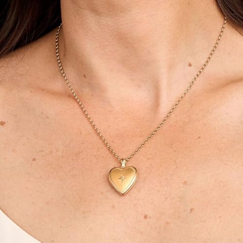 PicturesOnGold.com Yellow Gold Heart Photo Locket with Genuine Diamond in 14K Gold Filled or 14K Yellow Gold4