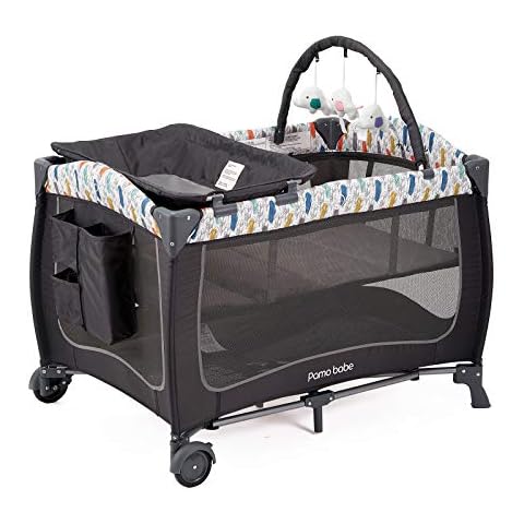 Pamo Babe Portable Travel Crib for Toddlers, Baby Playpen with Bassinet and Changing Table(Blue) Cover