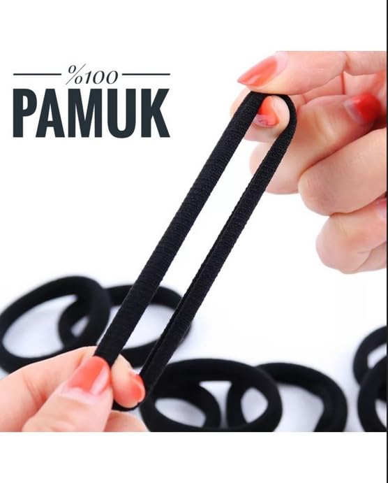 Kadın%100 Pamuk Xxlboy Siyah 10'lu Lastik Toka Seti Lastik Toka Seti
