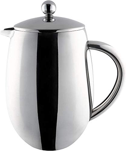 Café Ole 12 Cup Double Walled Bellied Cafetiere French Press Coffee Maker, Mirror, 1.5 Litre, BFD-12