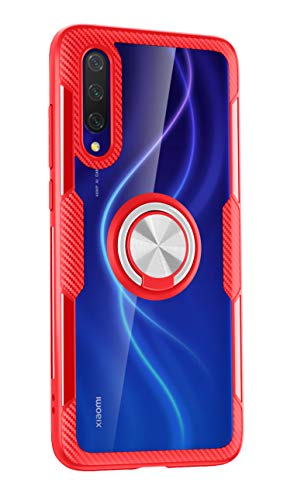 Cover Trasparente per Xiaomi Mi 9 Lite con Supporto anello Acrilico trasparente Custodia Mi 9 Lite con piastra metallica per Auto Smartphone Magnetico