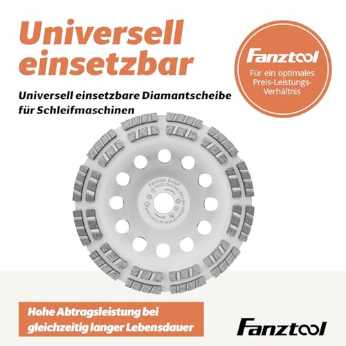 FANZTOOL D-Modell Diamant Schleiftopf Abrasiv 180 mm x 22,2 mm Schleifteller für abrasive Baustoffe, Estrich, Putz, Asphalt
