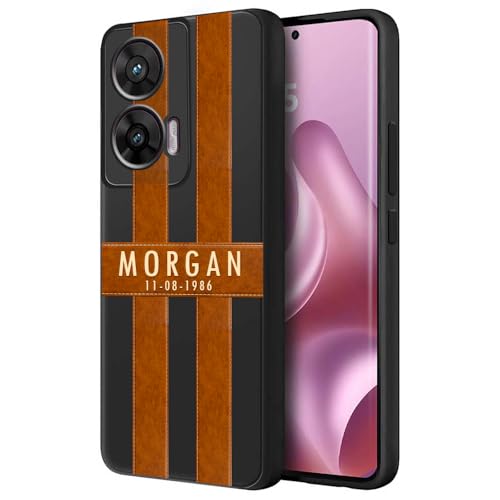 Image of Fashionury Back Cover for Motorola G96 5G / Motorola Edge 50 Fusion /Motorola G85 5G | Matte Soft Silicon Flexible | Camera Bump Protection | Name with Brown Stripes Design | Get Your Name (Black)