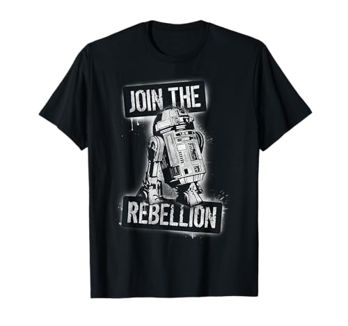 T-shirt Star Wars R2-D2 Join The Rebellion en coton gris style stencil