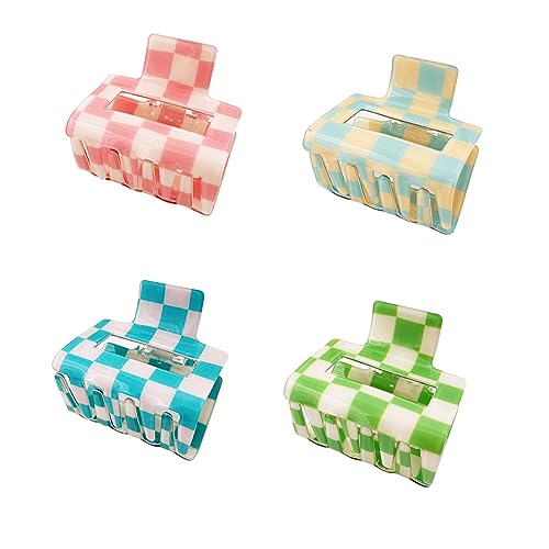 Pince à cheveux carrée BetterJonny lot de 4 à carreaux, cadeau idéal fille