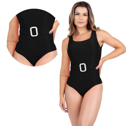 Maiô Body Bory 2 em 1 Feminino Com Cinto Ajustável Decote Nas Costas Tranpassado Rolotê Alta Sustent