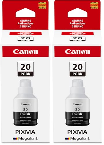 Image of Canon GI-20 PGBK Ink Bottle, Compatible to PIXMA G6020 and G5020 MegaTank Printers (Pack of 2)