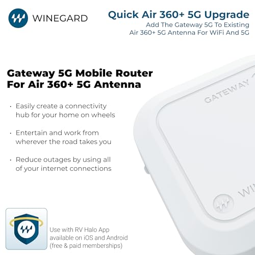 Image of Winegard Gateway 5G GW-5G01 WiFi & 5G Router - Cellular RouterAir 360+ 5G Antennas - High-Performance Dual-Band 2.4 /5 GHz WiFi - Starlink-Ready Connectivity - RV Mobile Router Upgrade