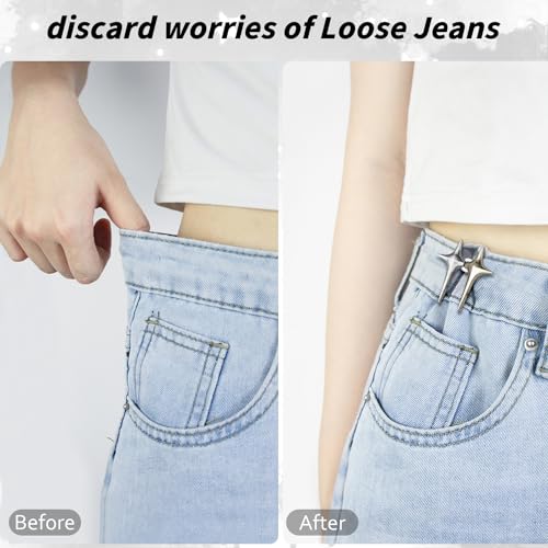 RichLuck 8 works Jean Buttons for Loose Jeans Star Waistband Tightener, Adjustable Waist Buckle Extender - Image 2