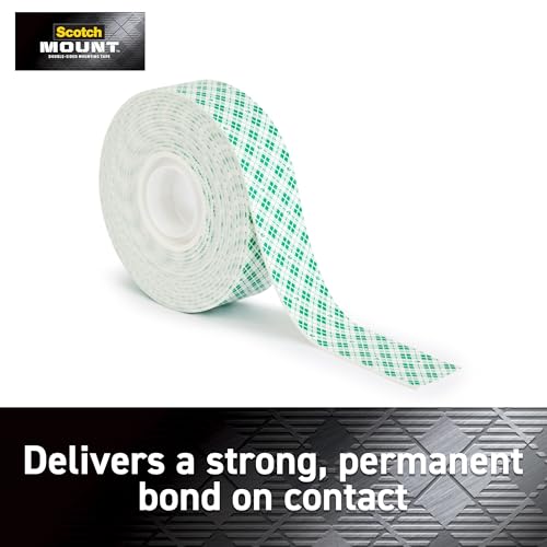 Image of Scotch-Mount Indoor Double-Sided Mounting White Tape, 1 in x 125 in (10.4 ft), Features 3M Industrial Strength Adhesive, No Mess or Tools (314H-MED), Pack of 6