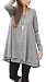 Floral Find Women Long Sleeve Blouse Layered Scoop Neck Tunic Loose Fit Top,Grey,Large