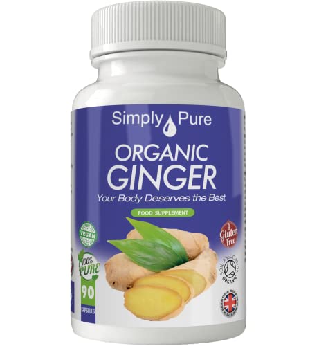 Simply Pure Organic Ginger Capsules, 500mg, 90 pack