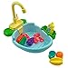 dontdo Maison de jeu pour enfants avec bol de lavage et sortie d'eau, ensemble de cuisine pour enfants, lavabo, douche, robinet de salle de bain, ensemble de cuisine, maison de jeu, jouet bleu