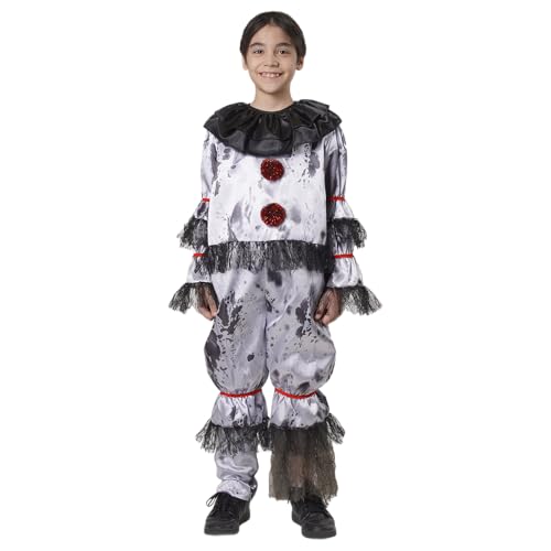 Disfraz de payaso aterrador infantil unisex gris miniatura 4