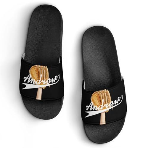 Custom Sports Slides Personalized Slippers - Baseball Sandals Quick Drying Softball Slippers Indoor Outdoor,Gifts for Men Youth Boy (Black,Style 5)