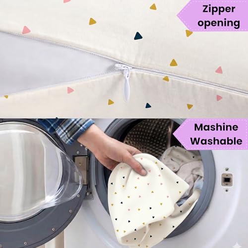 Image of Premium Memory Foam Toddler Thin Pillow for Head, Neck & Back Support with Washable Removable Cover, Ideal for Sleeping, Reading & Resting, Age 2 to 9 Year, 18.5x12.5x2.5in, Triangles