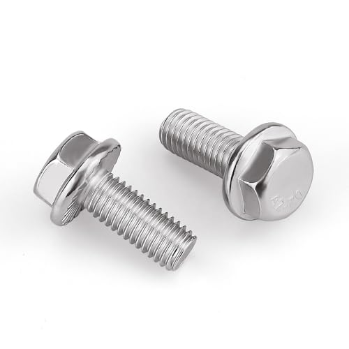 Image of 1 /4-20 x 1 /2 inch Flanged Hex Head Bolts Screws, 304 Stainless Steel 18-8, Full Thread, Coarse Thread, 20 PCS