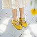 THEE BRON Toddler Mary Janes | Arch Support Leather Dress Shoes | Birthday Party Flats(AG211 Toddler,Yellow/6M)