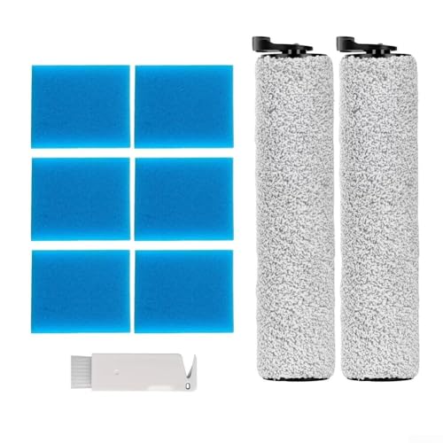Kit di accessori per spazzola a rullo e filtro compatibile con 2 aspirapolvere a secco e umido senza fili, setole morbide in microfibra ad alta densità, include 2 spazzole a rullo, 6 Repl
