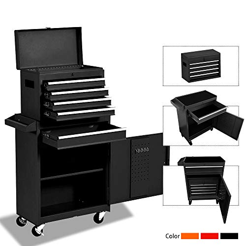 Tool Storage Cabinet&Tool Chest,Tool Cabinet with 4 Wheels,Tool Chest with 5 Drawers,Large Capacity