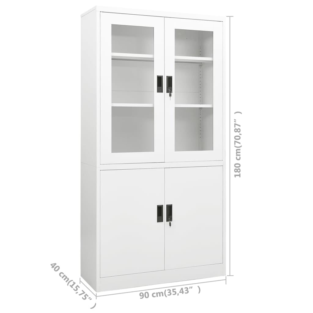 vidaXL Büroschrank Aktenschrank Metallschrank Universalschrank Stahlschrank Aufbewahrungsschrank Büromöbel Schrank Lagerschrank Weiß 90x40x180cm Stahl