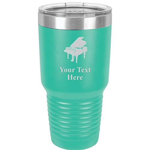 Piano Travel 30oz Teal Stainless Steel Vacuum Insulated Hot/Cold Tumbler with Clear Lid - Great Customizable Gift For Any Special Event. BPA Free Prime