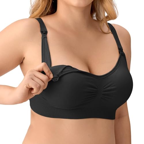 Image of Angelhood Nursing Bra 5 Pack Womens Maternity Breastfeeding Seamless Wireless Sleep Bra with Extenders