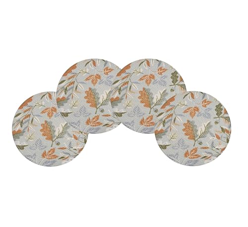 Image of LaVichitra Cotton Table Placemat | Dining Table Mat | Bed Side Table Mat | Cotton Round Shape Placemats | Washable PlaceMat for Shelves & Plant Pots - Pack of 4, Autumn Theme
