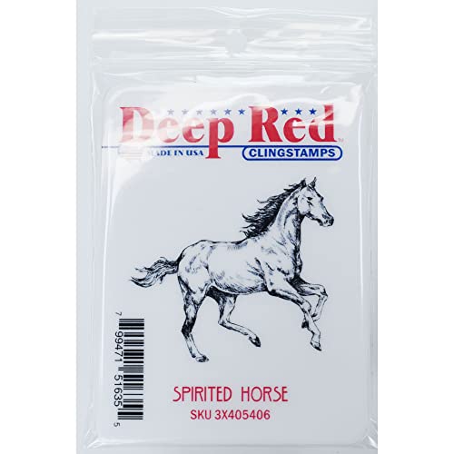 Tampon en caoutchouc Deep Red Stamps Spirited Cheval 2x2" étirable rouge