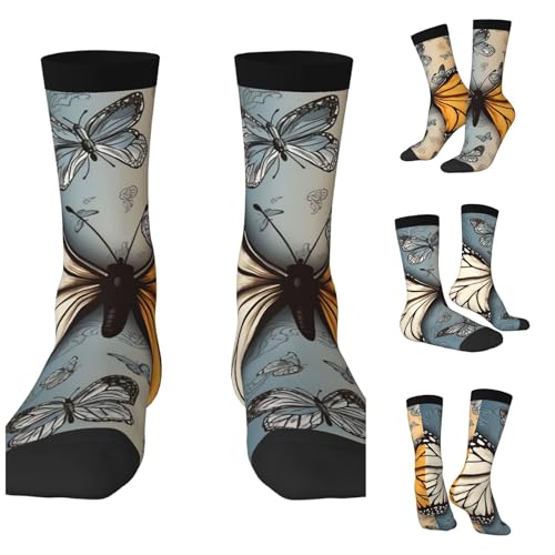 LZQPOEAS Beautiful Butterfly Athletic Socks Unisex Cushioned Crew Socks Hiking Running Calf Sock Soft Above Ankle Sock