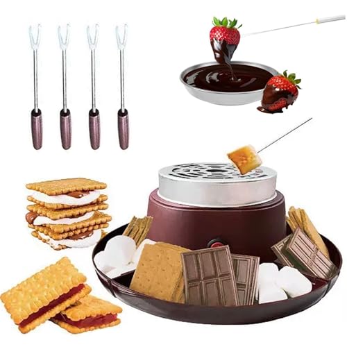 Máquina para Hacer Smores 2 en 1, Fondue eléctrica de Chocolate y máquina para Hacer malvaviscos, Olla para fundir de 260 ml, para San Valentín y Fiestas de cumpleaños