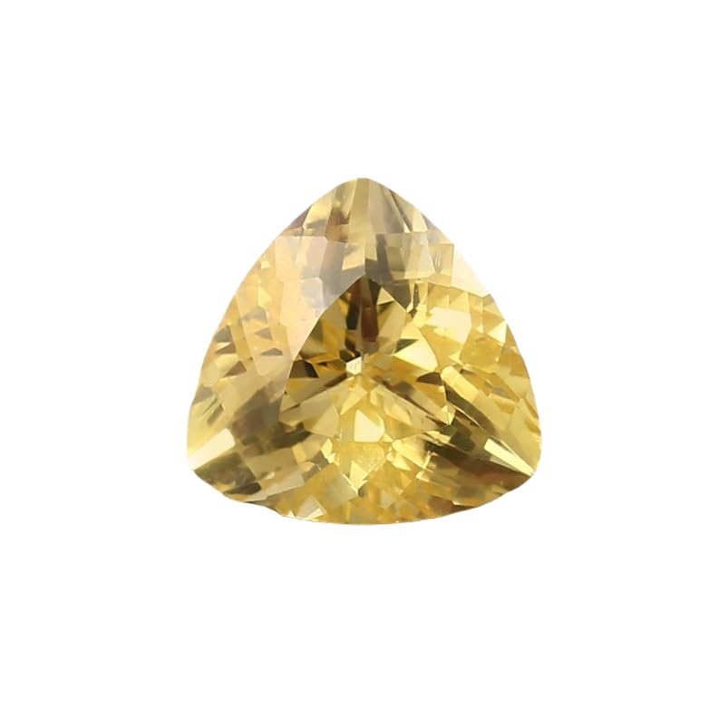 Saphir jaune naturel 9x9mm en forme de trillion pour fabrication de bijoux et pendentif