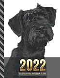  2022 Calendar and Notebook In One: Black Schnauzer Dog Photo / 8.5x11 Monthly Planner with Note Paper Combo / Large Organizer With Whole Month on Two ... Ruled Lined Sheets / Life Organizing Gift