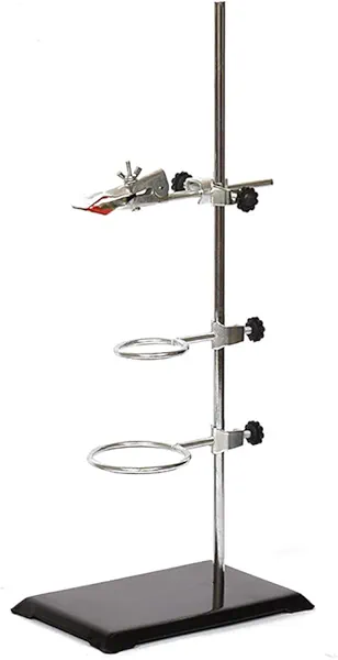 Laboratory Retort Support Stand for Titration Extraction - XMWangzi, with a Burette Clamp and 2 Flask Ring Clamps, Used in Chemistry or Physics Lab (RodLength 16'')