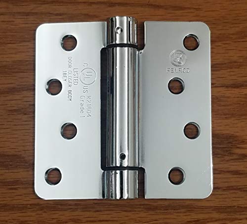 Spring Hinges, Adjustable Self Closing 4 Inch With 1/4 Inch Radius, Polished Chrome 2 Pack #TOP1