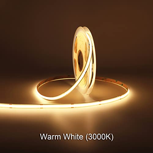 Tira de LED COB 12V 3000K 16.4 pies con conector rápido miniatura 6