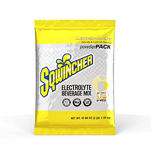 Sqwincher Powder Pack, Lemonade Flavor Electrolyte Drink Concentrate, 47.66 oz Packet (Pack of 16)