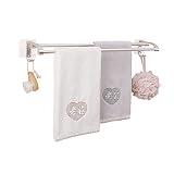 Home space Strong Sucker Double Rod Aluminum Towel Rack Bathroom Wall Mounted Towel Shelf Bath Towel